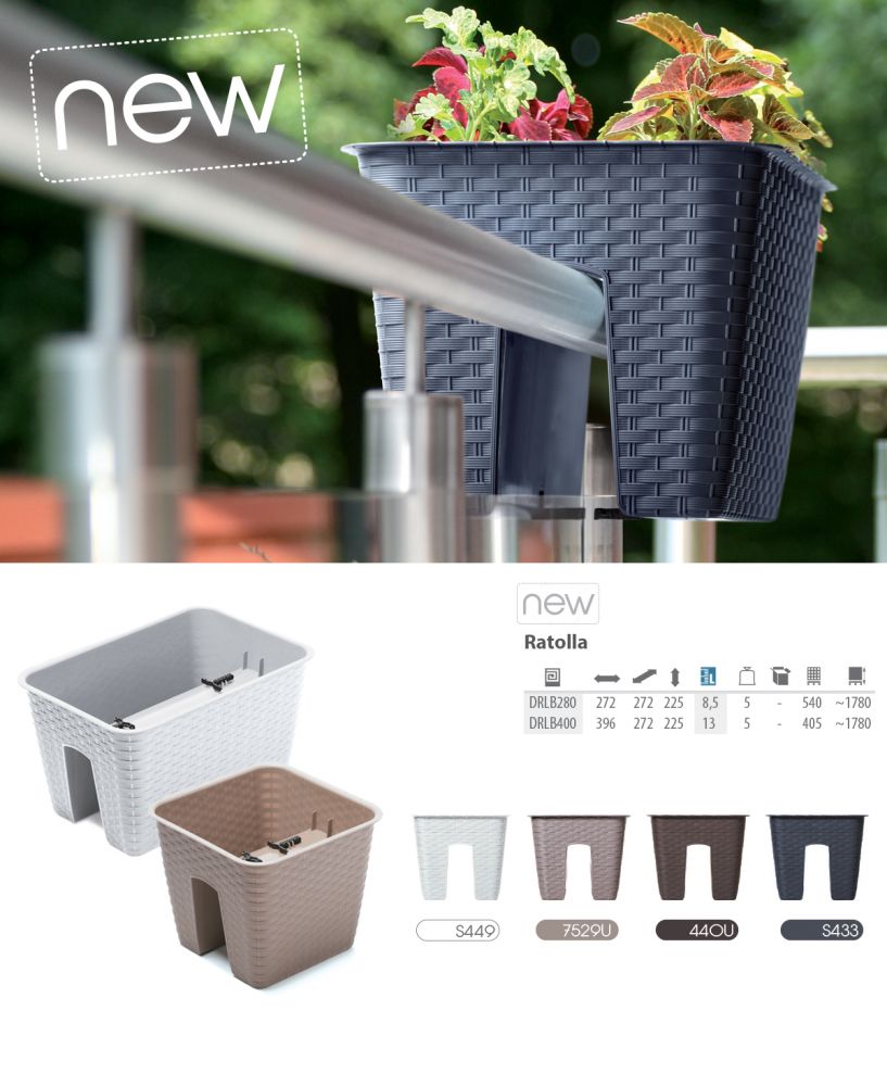 Květináč balkónový PROSPERPLAST Ratolla DRLB280 antracitový