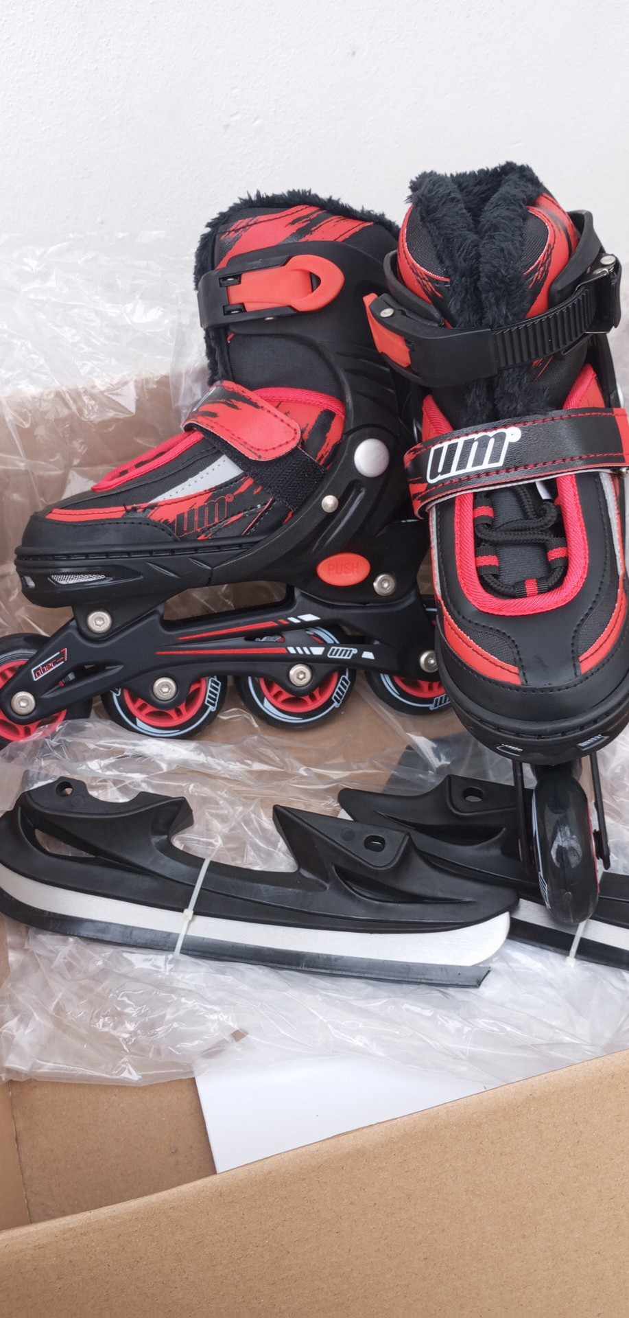 NASTAVITELNÉ DĚTSKÉ BRUSLE 2V1 UM JMS-188 - ČERVENÉ -  35-38