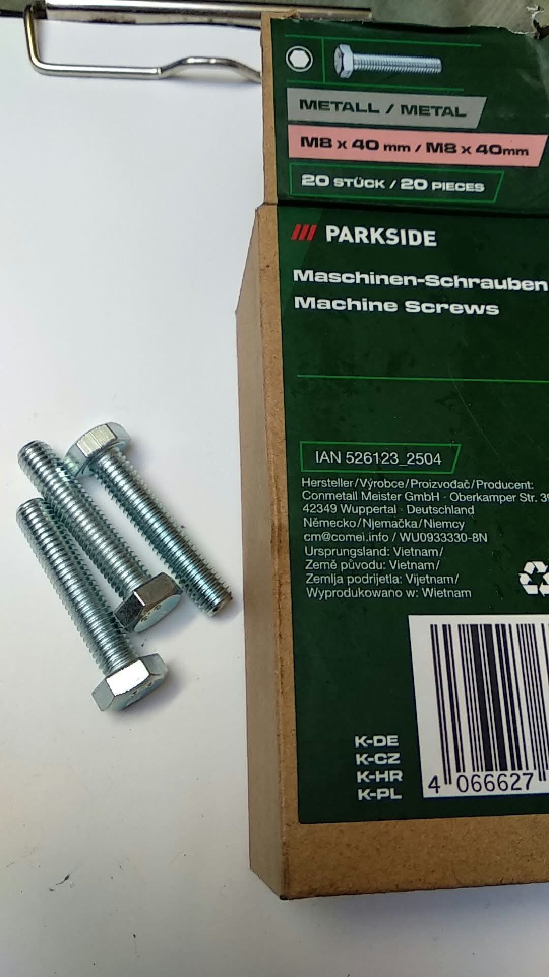 Strojní šrouby PARKSIDE M8 x 40 mm 20ks