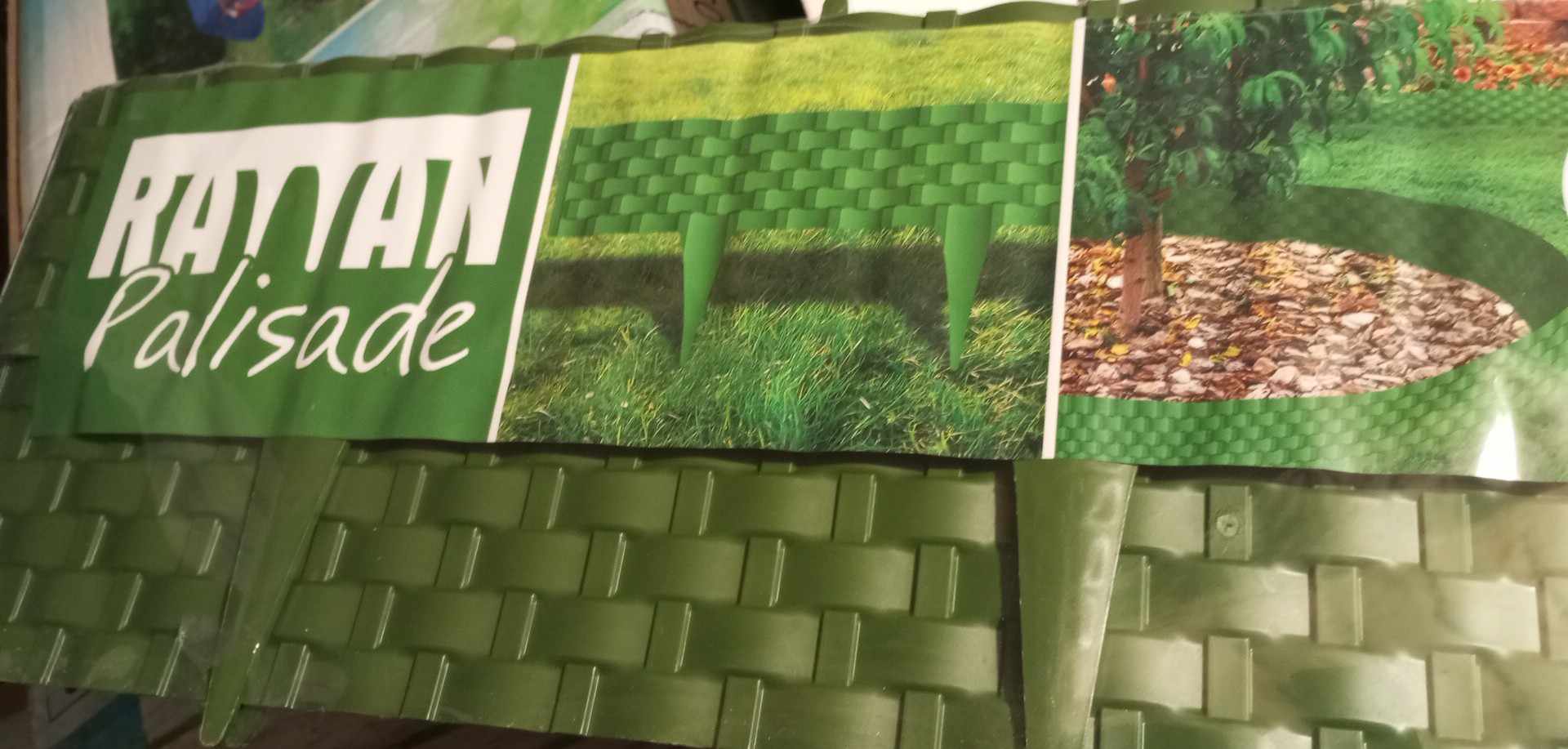 Zahradní obrubník 240 cm Gardenplast Rattan palisade - zelená