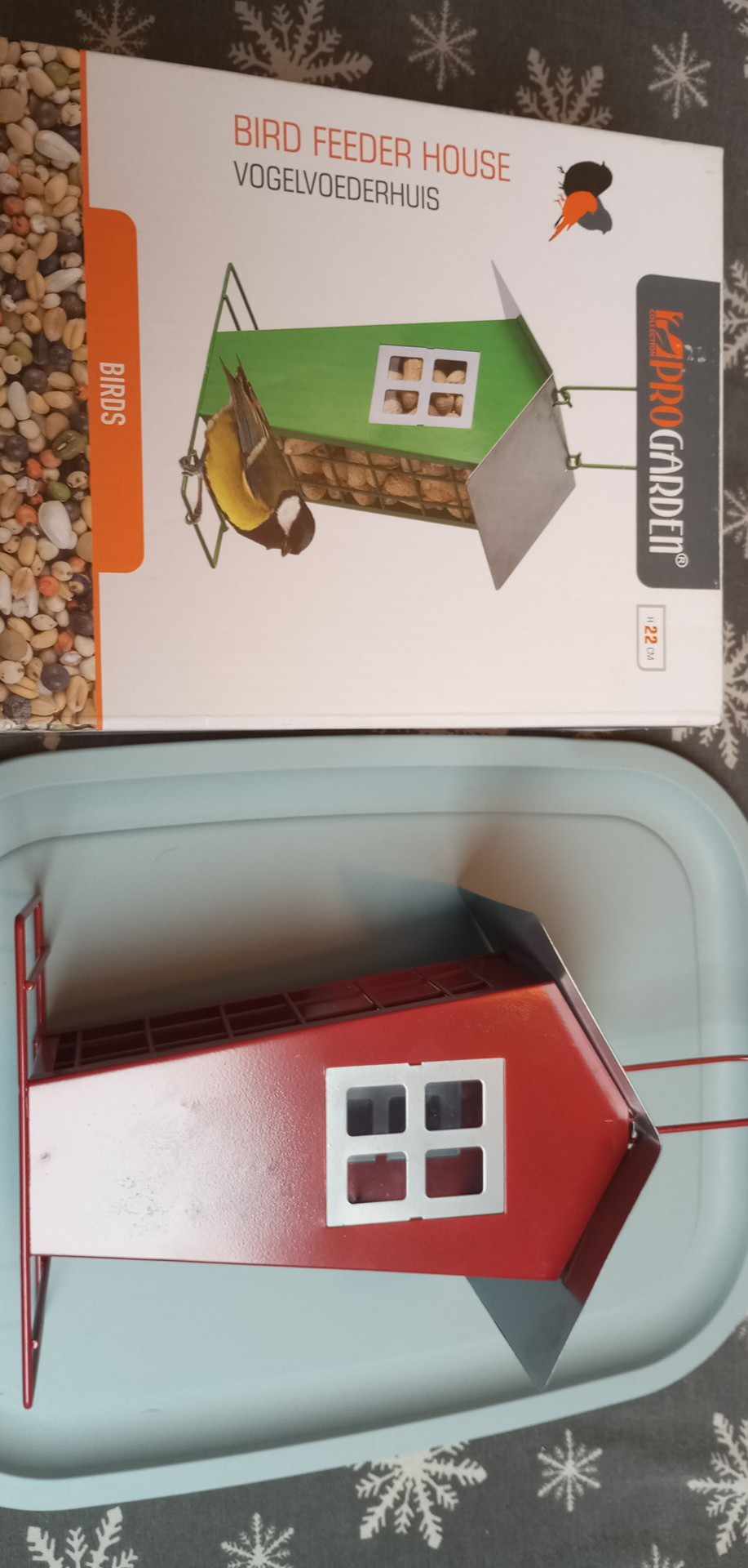 Krmítko pro ptáky PROGARDEN - KOVOVÉ- 22 CM - ČERVENÉ