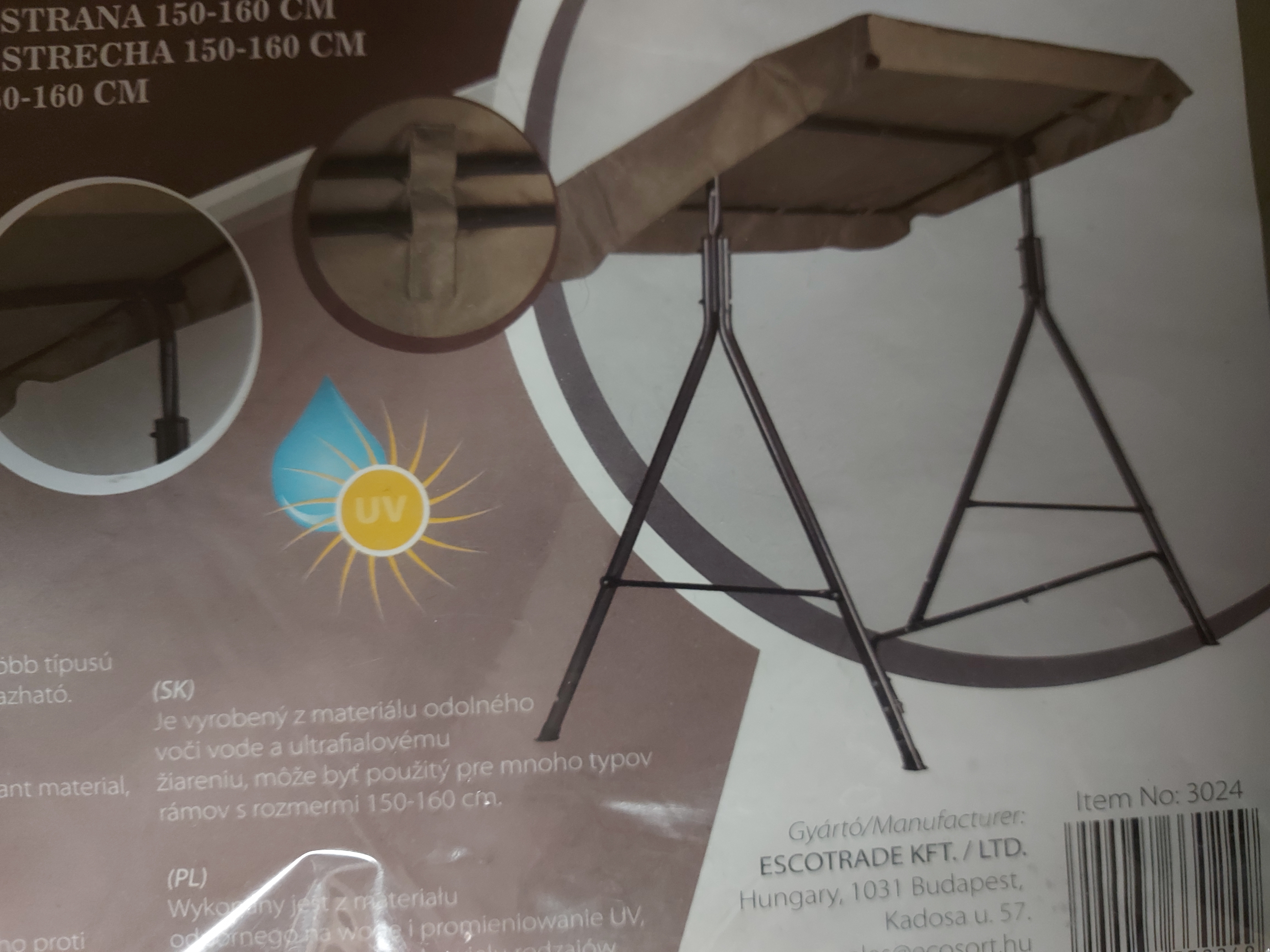 Univerzální stříška na zahradní houpačku 150-160cm Pillow