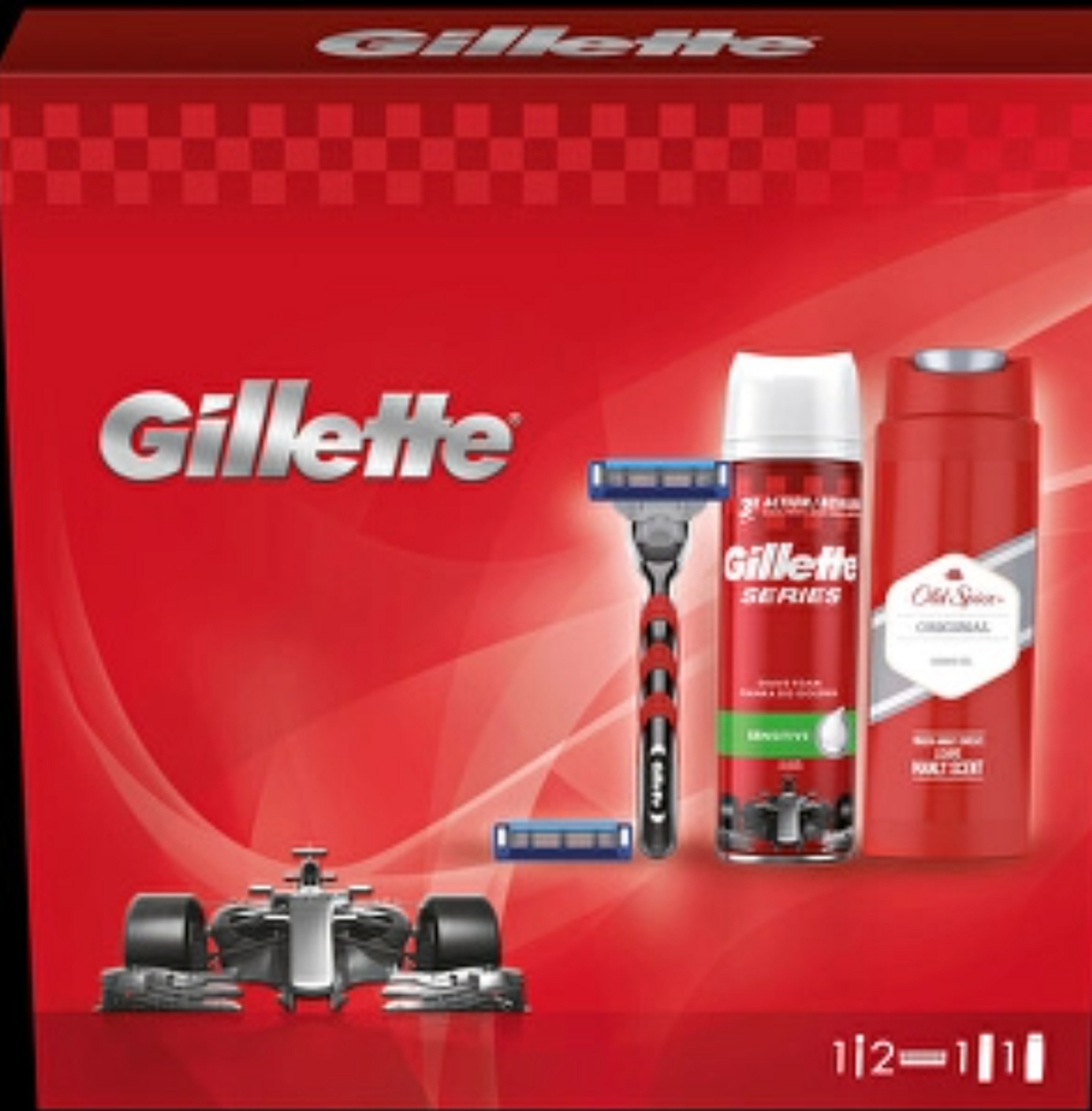 Gillette Dárková sada Mach3 Turbo holicí strojek + 2 holicí hlavice + pěna na holení + sprchový gel