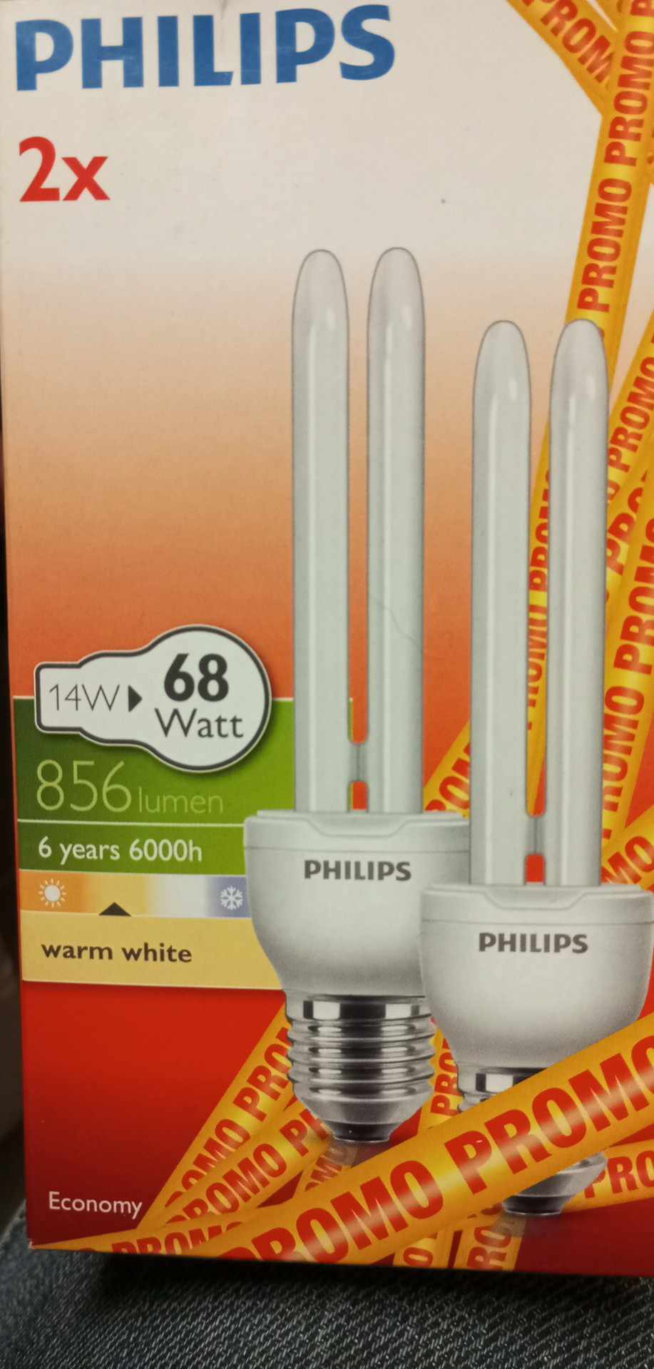 2 X Úsporná žárovka Philips E27/14W/230V 2700K
