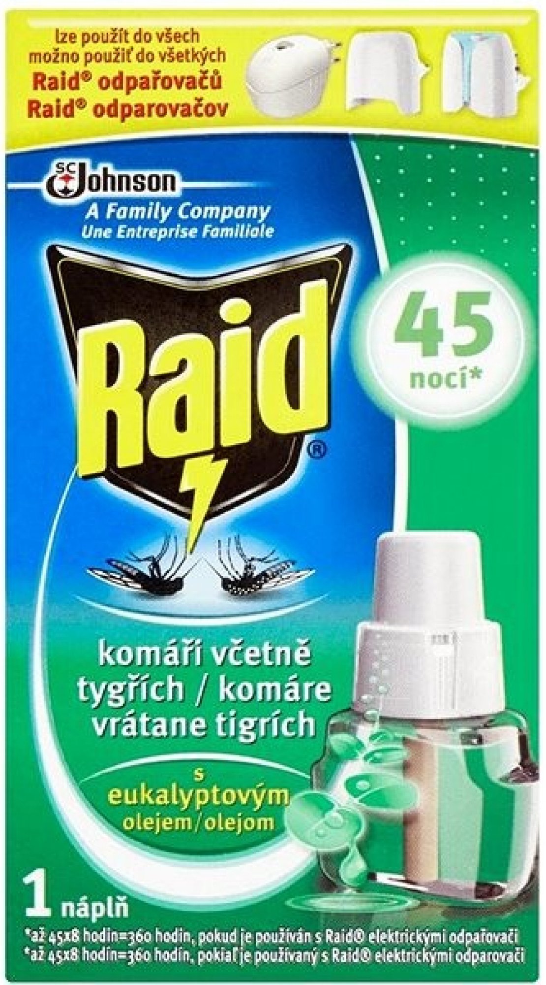 RAID TEKUTÁ NÁPLŇ DO ELEKTRICKÉHO ODPAŘOVAČE EUKALYPTUS 45 NOCÍ 27 ML