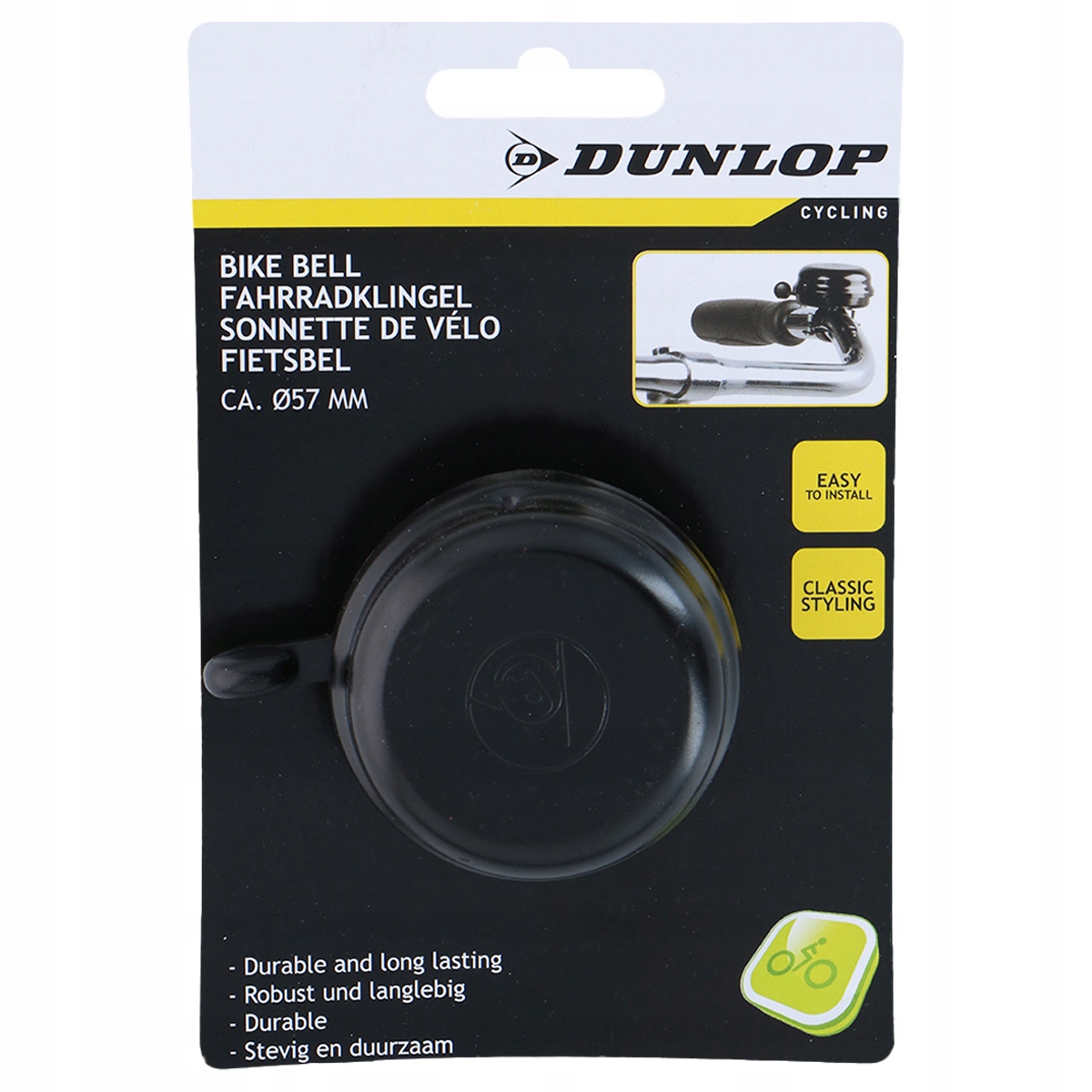 Zvonek na kolo černý DUNLOP 57 mm KLASICKÝ