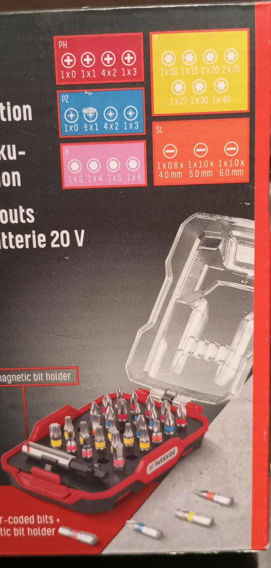 Sada bitů PARKSIDE PBAE 2 A1 -31 dílná Bit Set Aku Battery Edition
