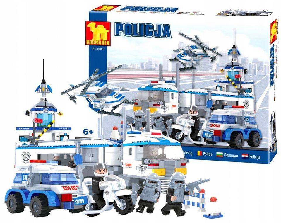 Stavebnice Dromader Policie Auto+Vrtulník+Stanice 23001 779ks