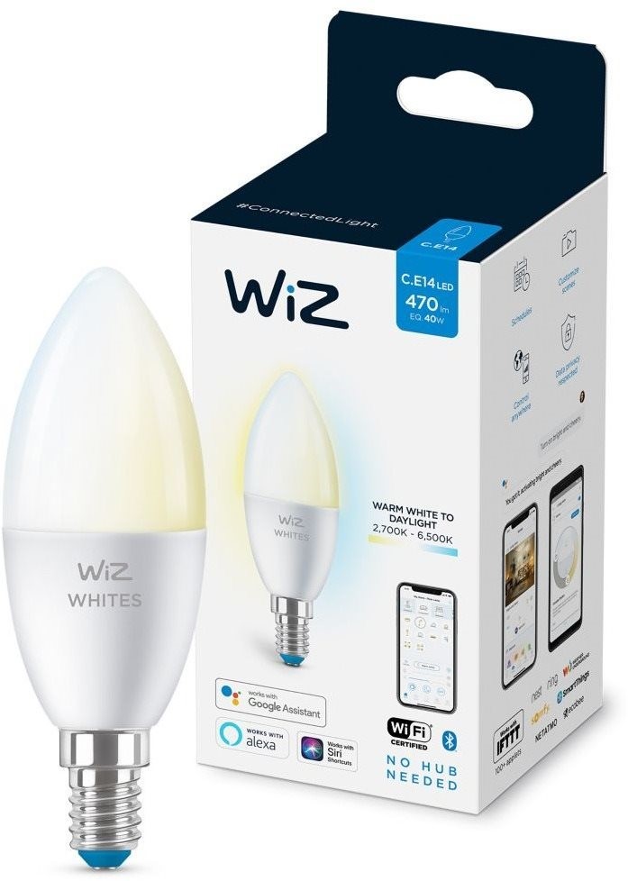 WiZ LED žárovka E14 C37 4,9W 470lm 2700K IP20, stmívatelná