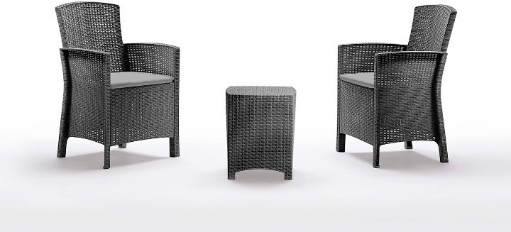Zahradní balkonový Idea ratan Nairobi set 3 ks + polstry antracit