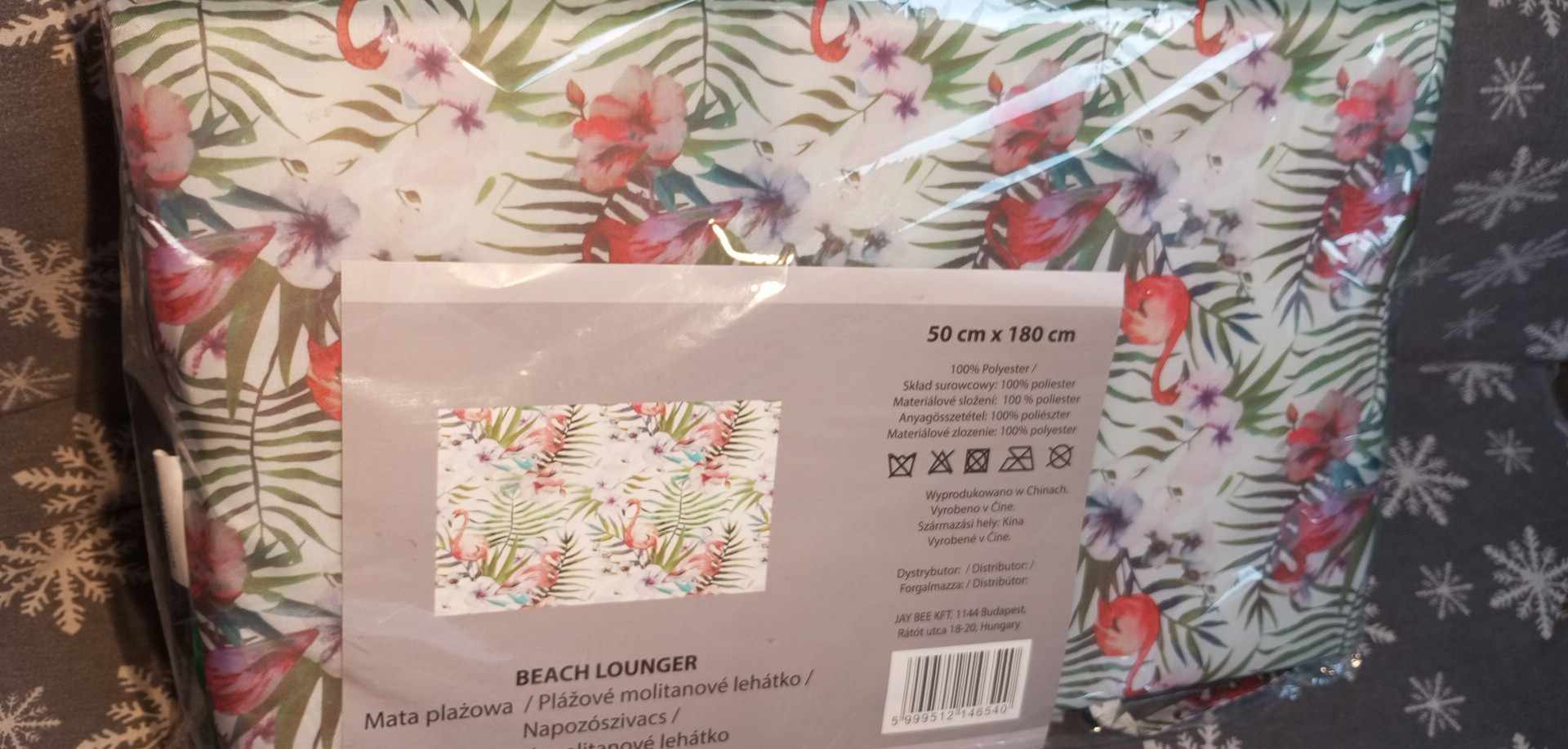 Plážové skládací lehátko s plamenáky 180 x 50 cm