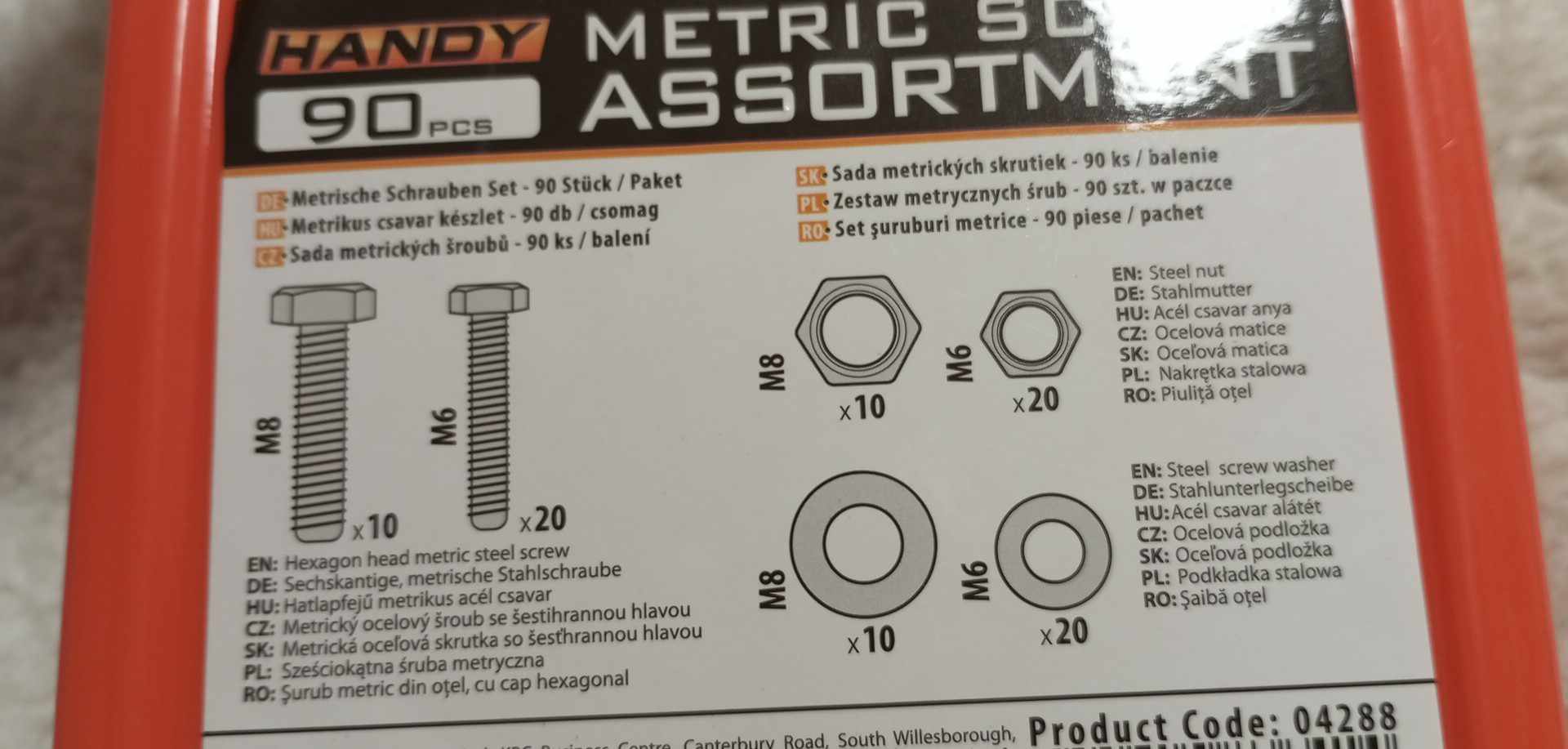 Sada šroubů HANDY 04288 90ks + krabička