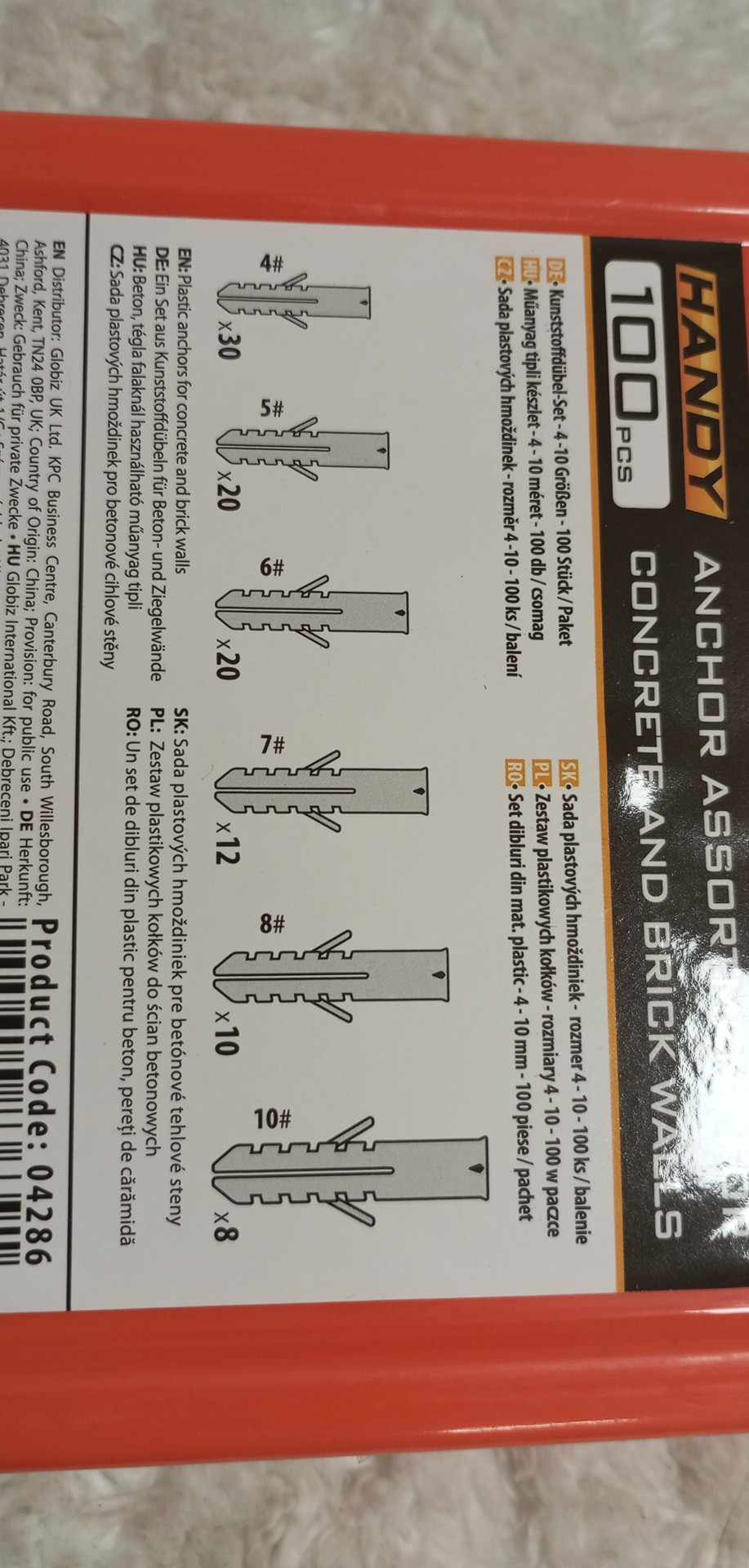 Sada hmoždinek HANDY 04286 100ks + krabička 