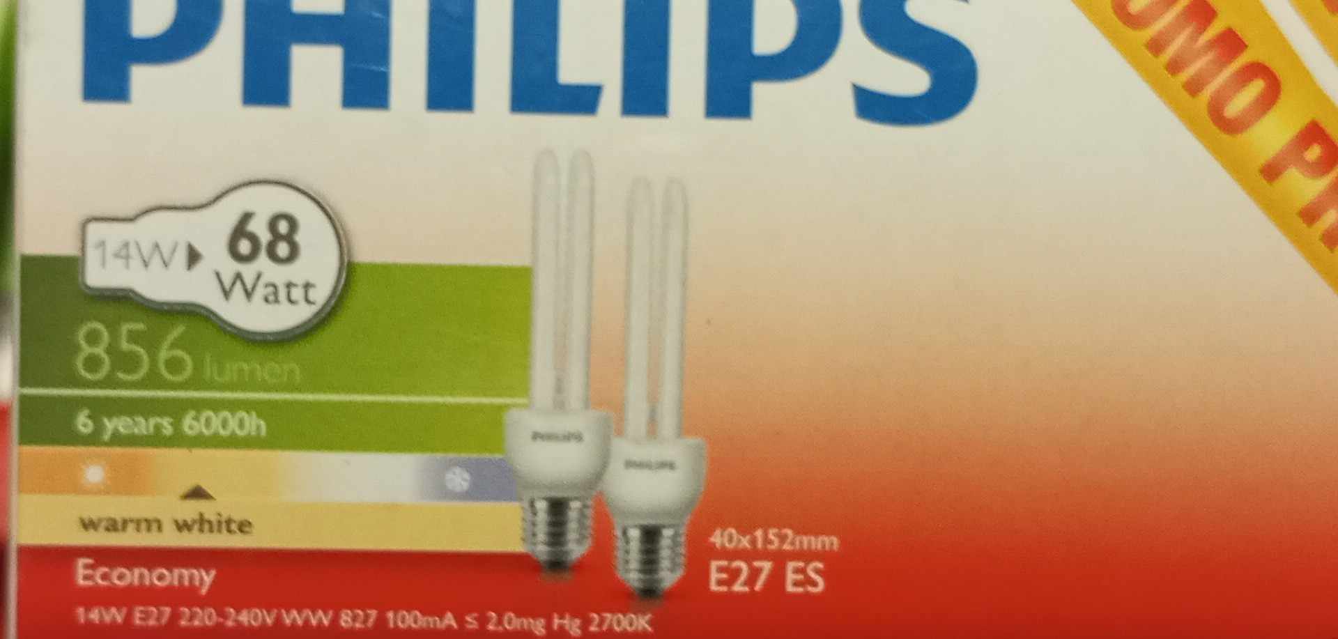 2 X Úsporná žárovka Philips E27/14W/230V 2700K