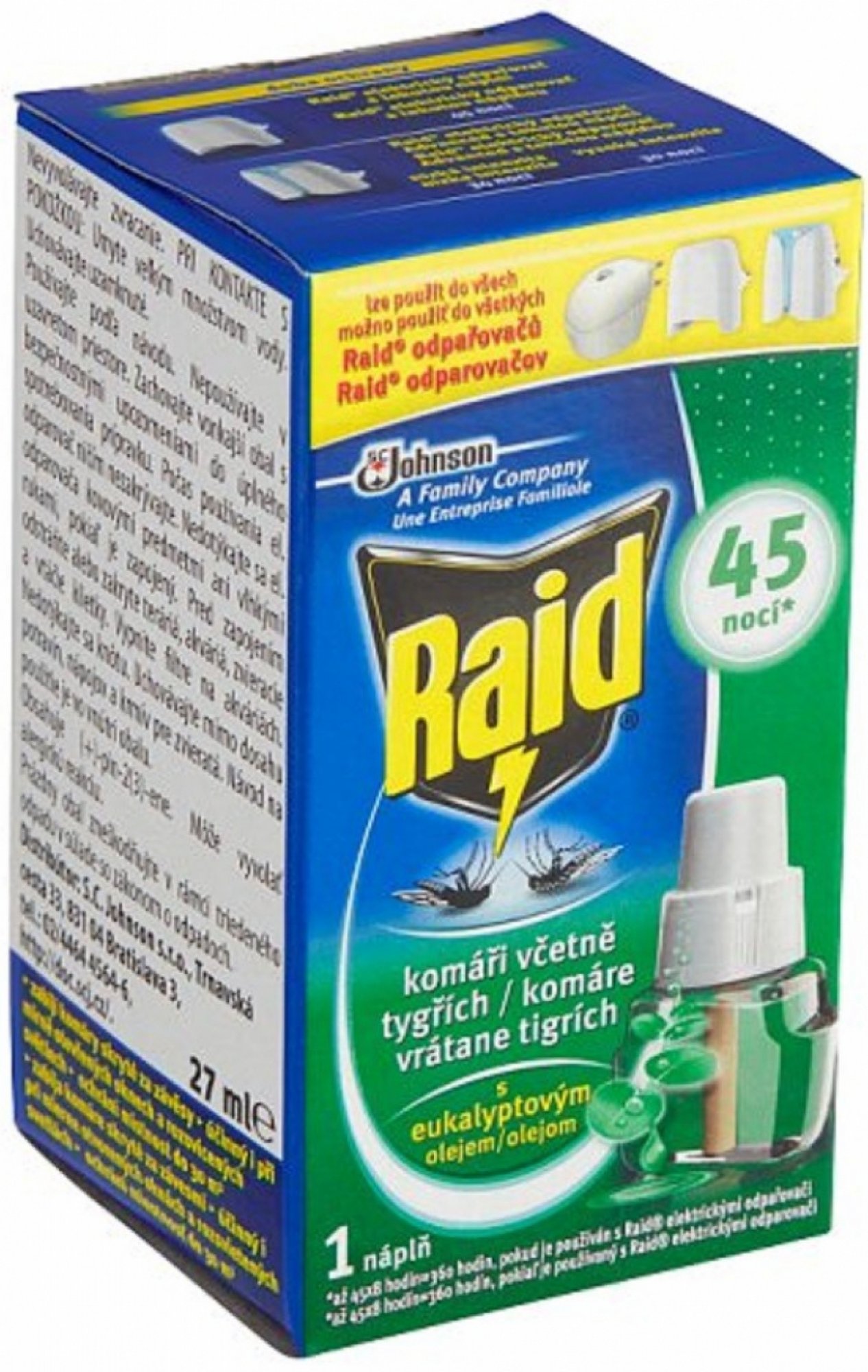 RAID TEKUTÁ NÁPLŇ DO ELEKTRICKÉHO ODPAŘOVAČE EUKALYPTUS 45 NOCÍ 27 ML