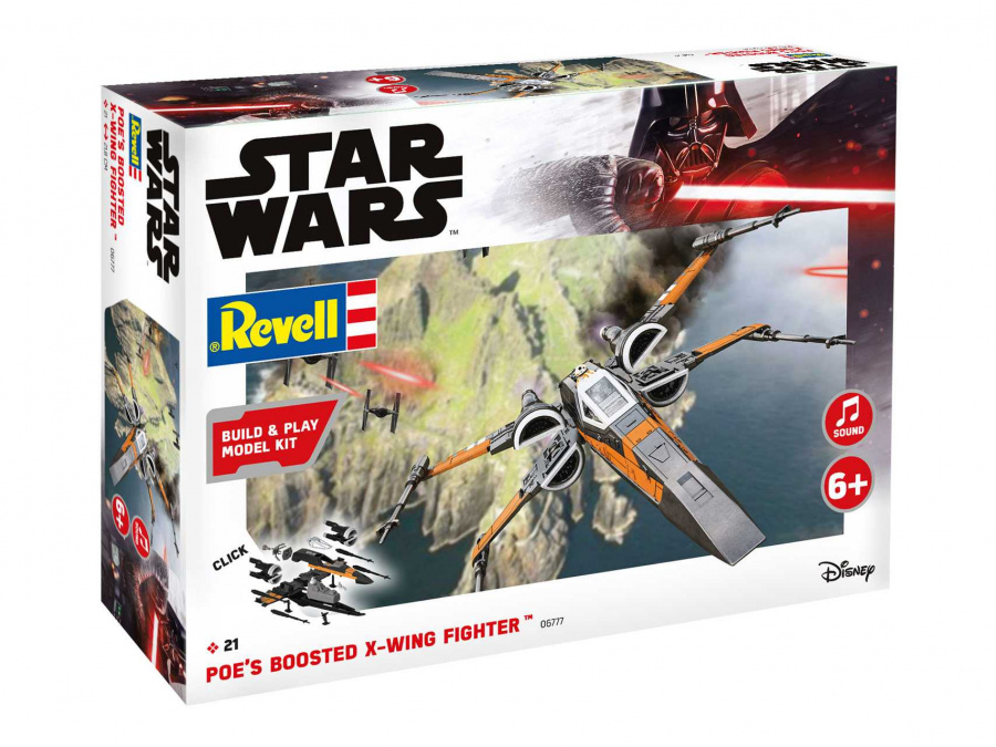 Revell Star Wars Poe's Boosted X wing Fighter zvukové efekty Build & Play SW 06777 1:78