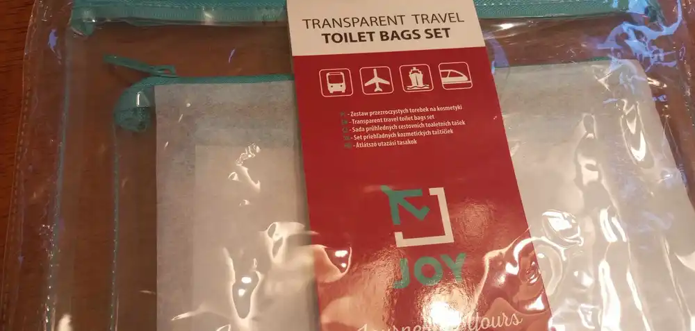 Sada průhledných cestovních toaletních  tašek 