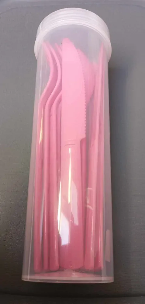 Sada cestovních příborů s pouzdrem růžová