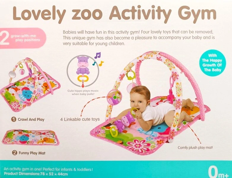 Hudební hrací podložka pro miminka Menggao Activity Gym - růžová
