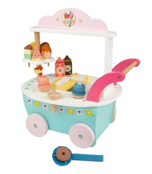 Dřevěný zmrzlinářský vozík KidLand 18dílná sada