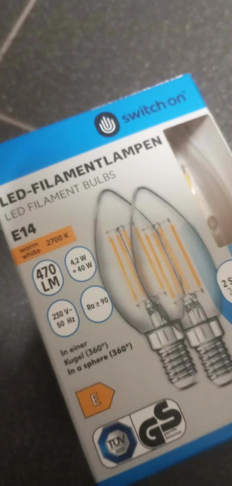 2 x LED žárovka Switch On 470lm 40W - svíčka E14