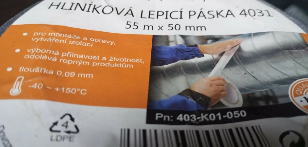 Hliníková páska Korus 50mm x 55m tloušťka 0,09 mm