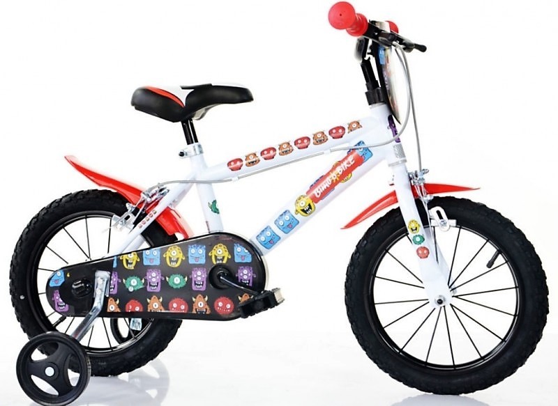 Kolo BimboBike BOY MONSTERS 77325 bílo-červené MTB 14''