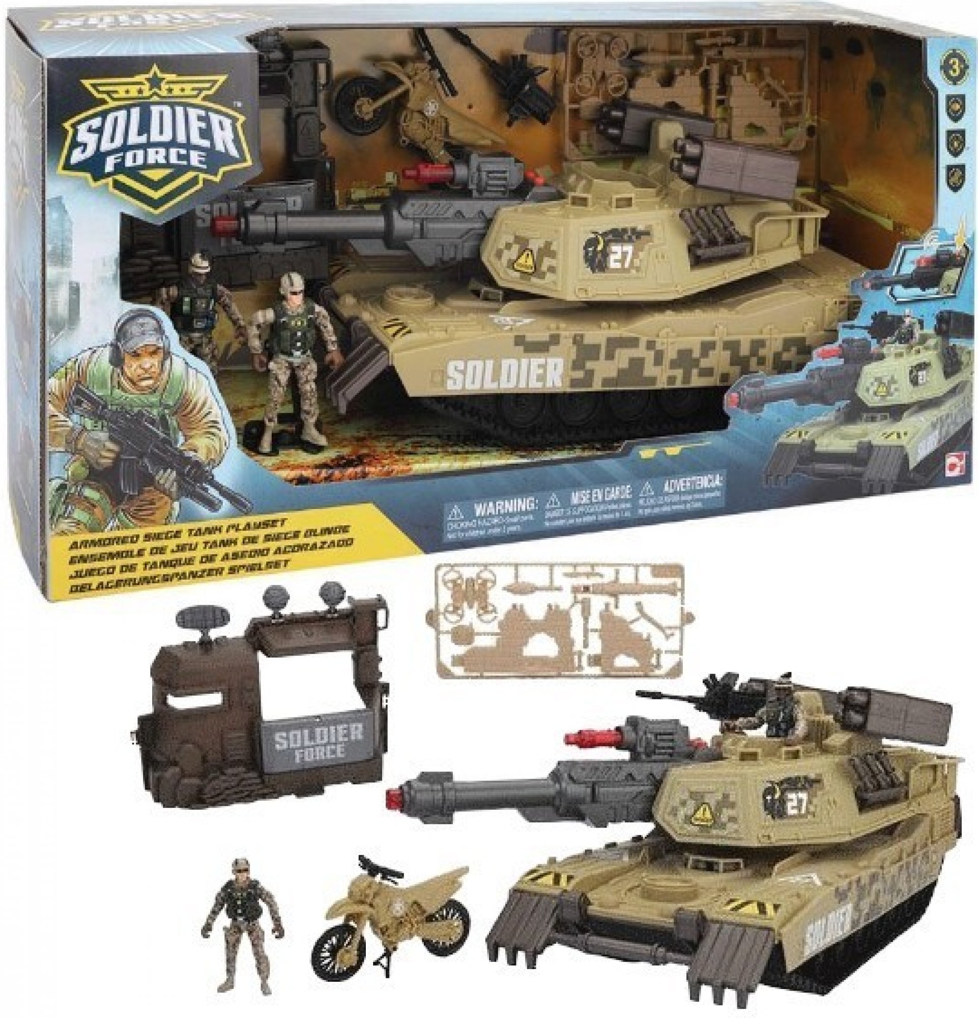 Velká herní sada Soldier Force - tank - motorka atd. se zvuky a efekty