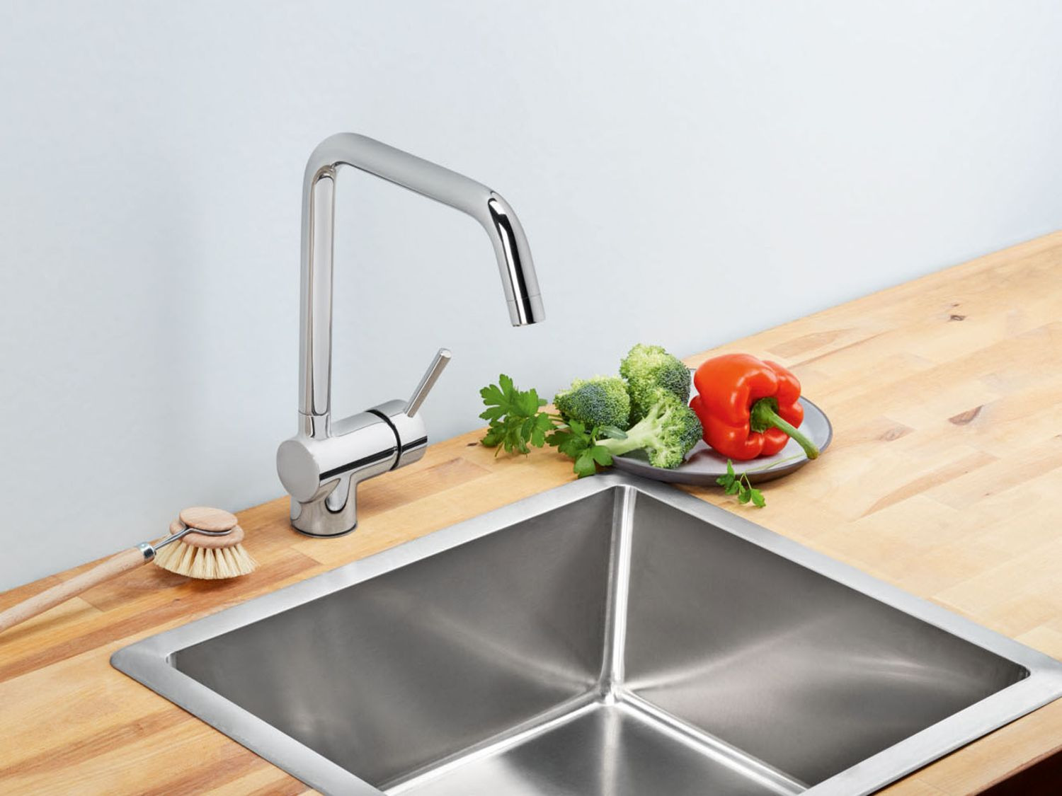 Páková baterie Miomare (stojánková dřezová baterie / lesklý chrom)