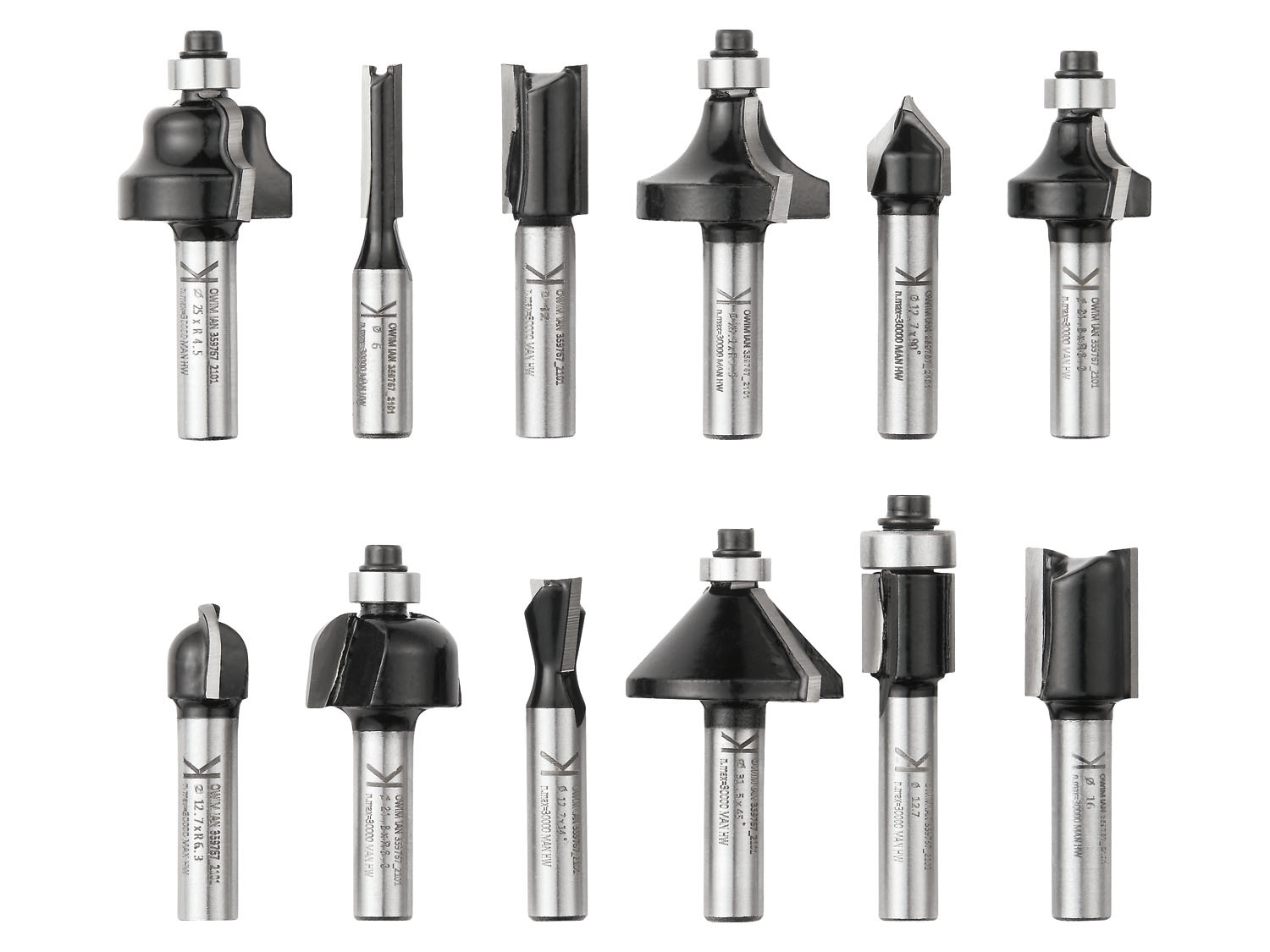 Sada frézovacích bitů PARKSIDE PFB 12 A1 - 12dílná