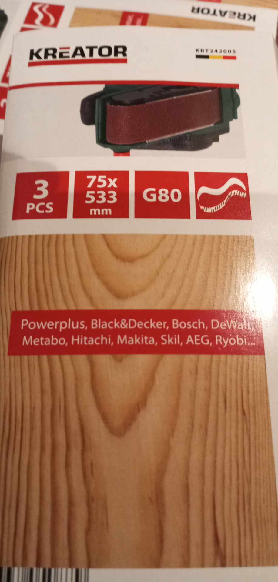 Kreator KRT242004 3x Brusný pás 75 x 533 G80