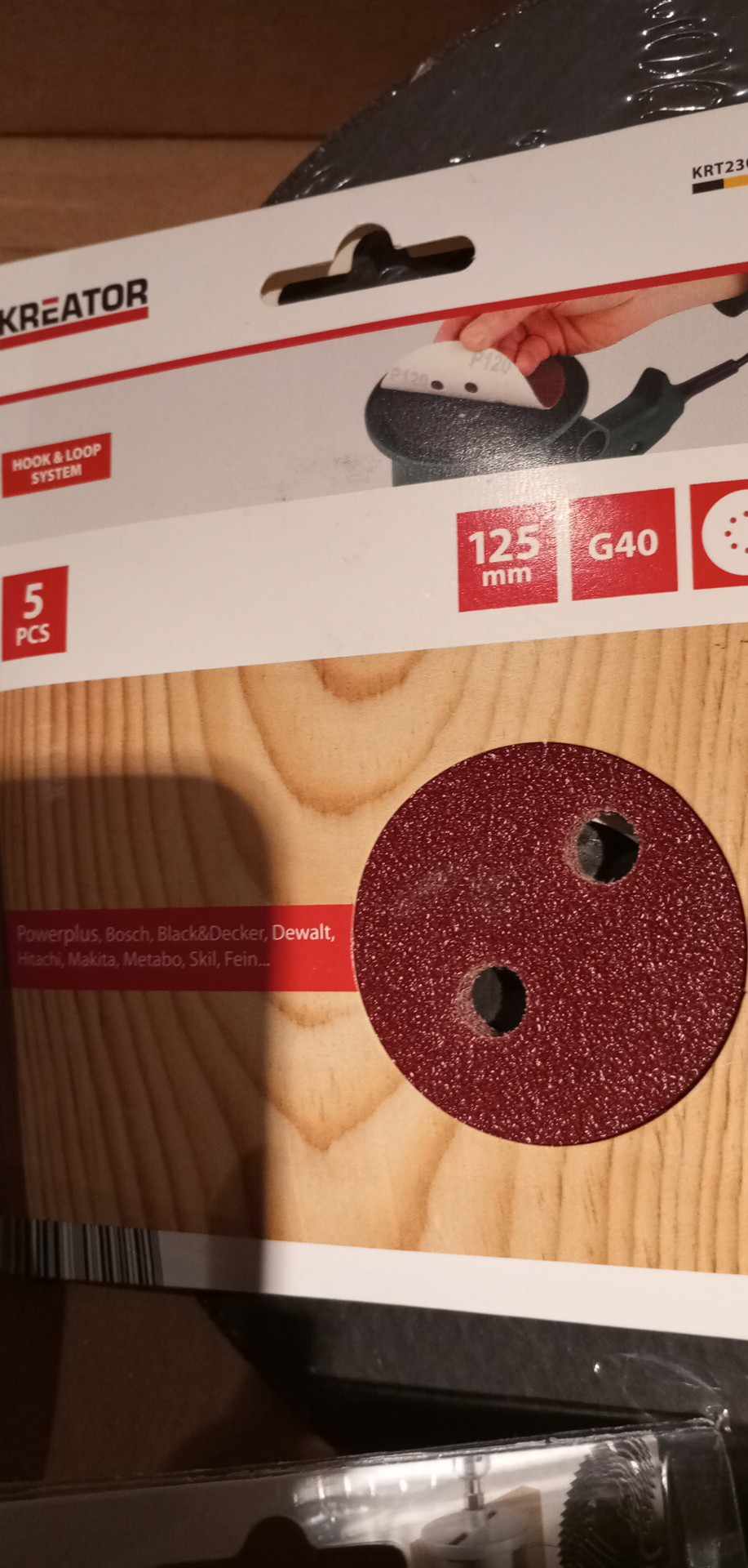 Brusný papír pro excentrické brusky KREATOR KRT230503 5ks 125mm G40