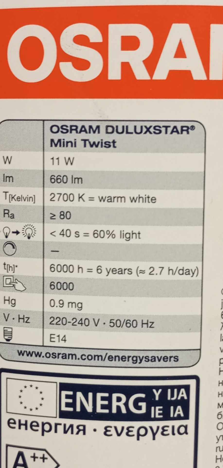 Osram Úsporná žárovka DULUXSTAR MINI TWIST 11W 827 E14