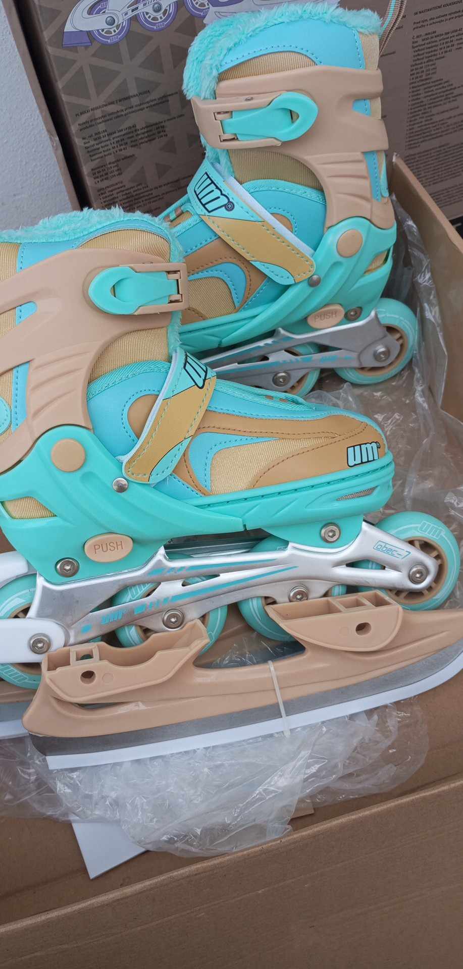 NASTAVITELNÉ DĚTSKÉ BRUSLE 2V1 UM JMS-188 - TYRKYSOVÉ -  35-38