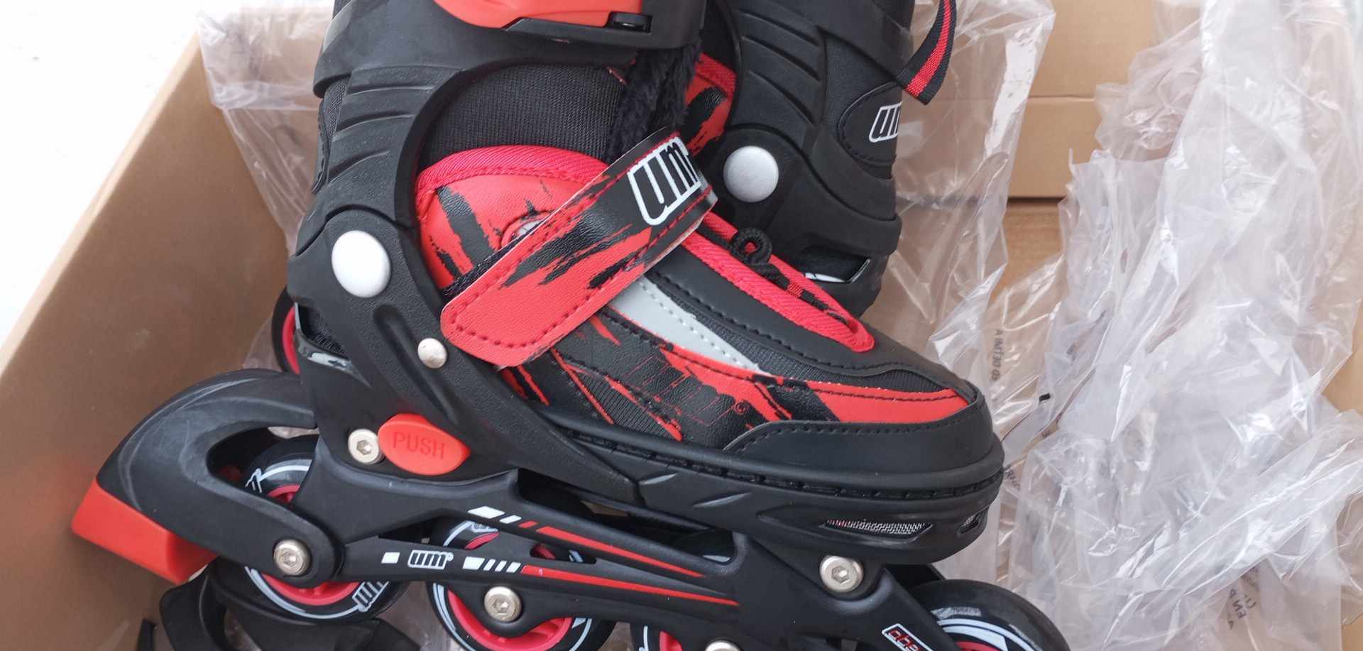 NASTAVITELNÉ DĚTSKÉ BRUSLE 2V1 UM JMS-188 - ČERVENÉ -  31-34