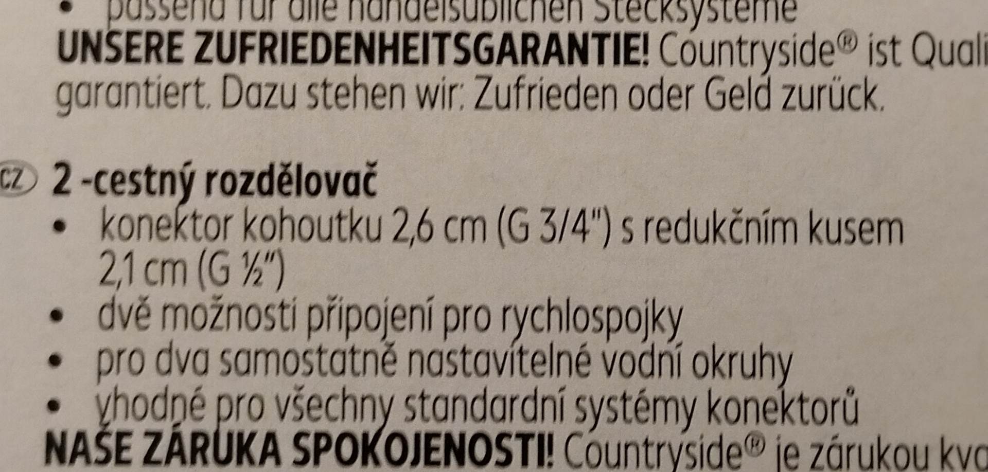 Rozdělovač Coutry side 2-cestný