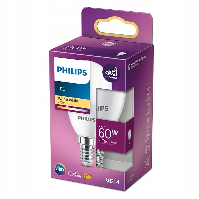 LED žárovka Philips E14 7W - 60W  806 lm 2700 K