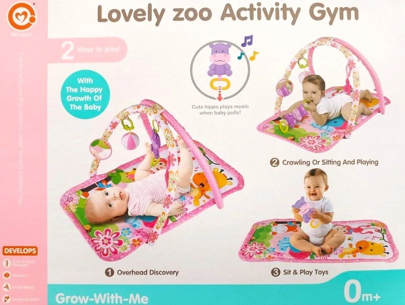 Hudební hrací podložka pro miminka Menggao Activity Gym - růžová