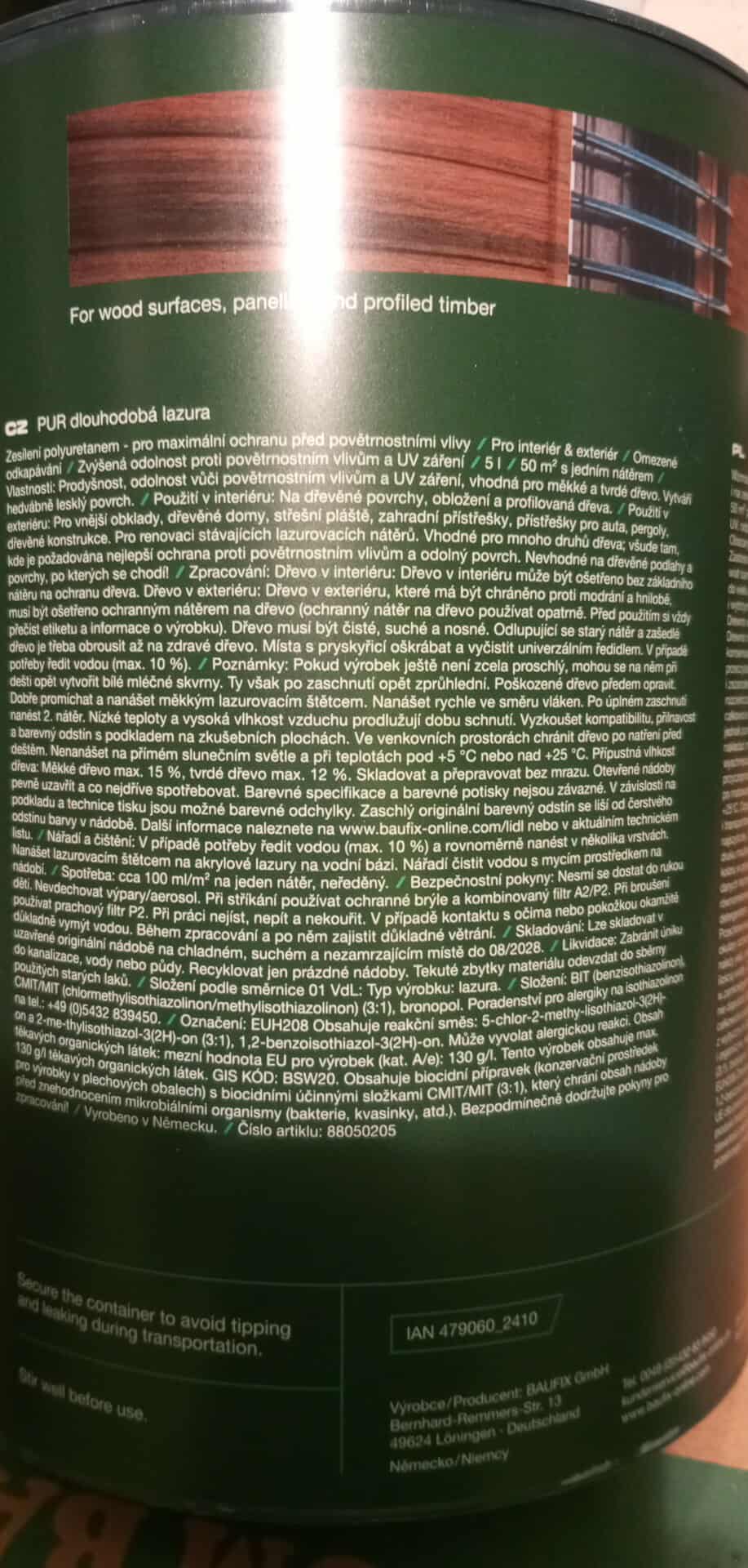 Lazura na dřevo Parkside 5 L - odstín ořech