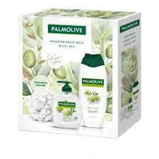 Dárková sada Palmolive Naturals sprchový krém + mýdlo + houba