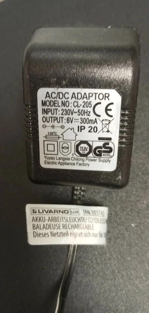 Nabíječka Livarno 6 V DC / 300 mA