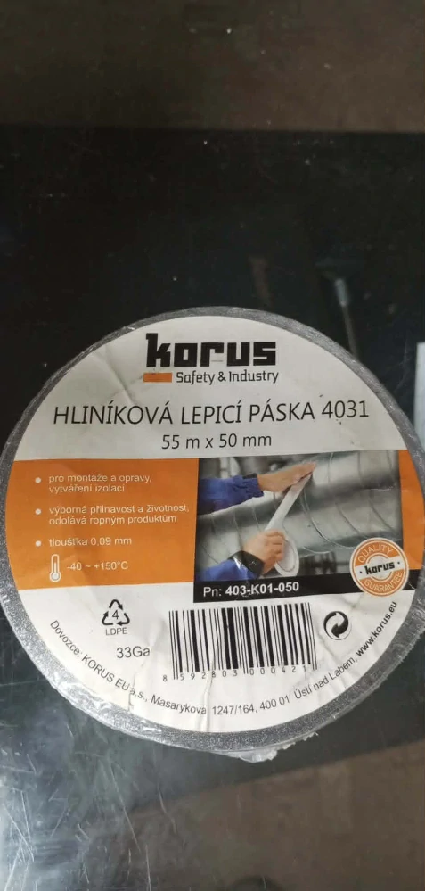 Hliníková páska Korus 50mm x 55m tloušťka 0,09 mm