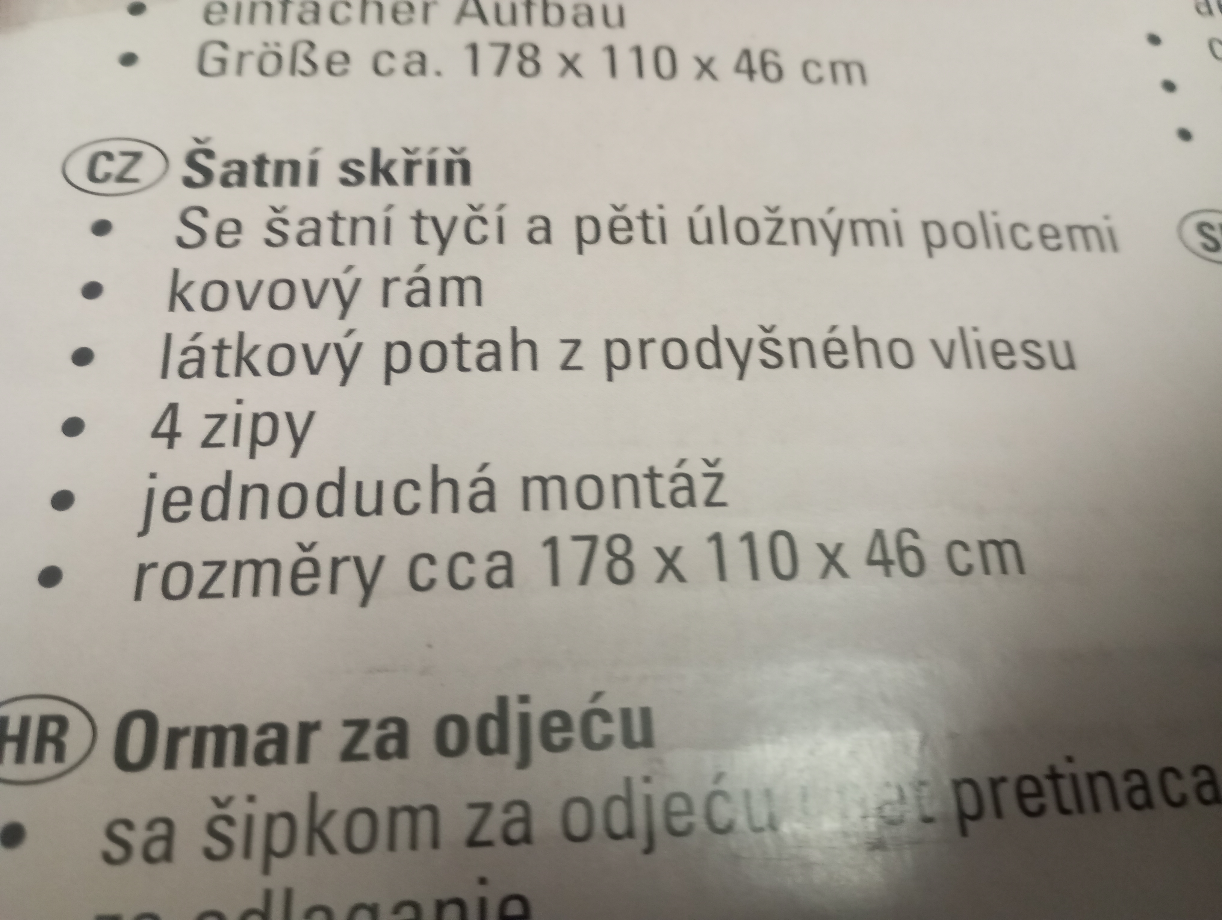 Látková šatní skříň modrá 178 x 110 x 46