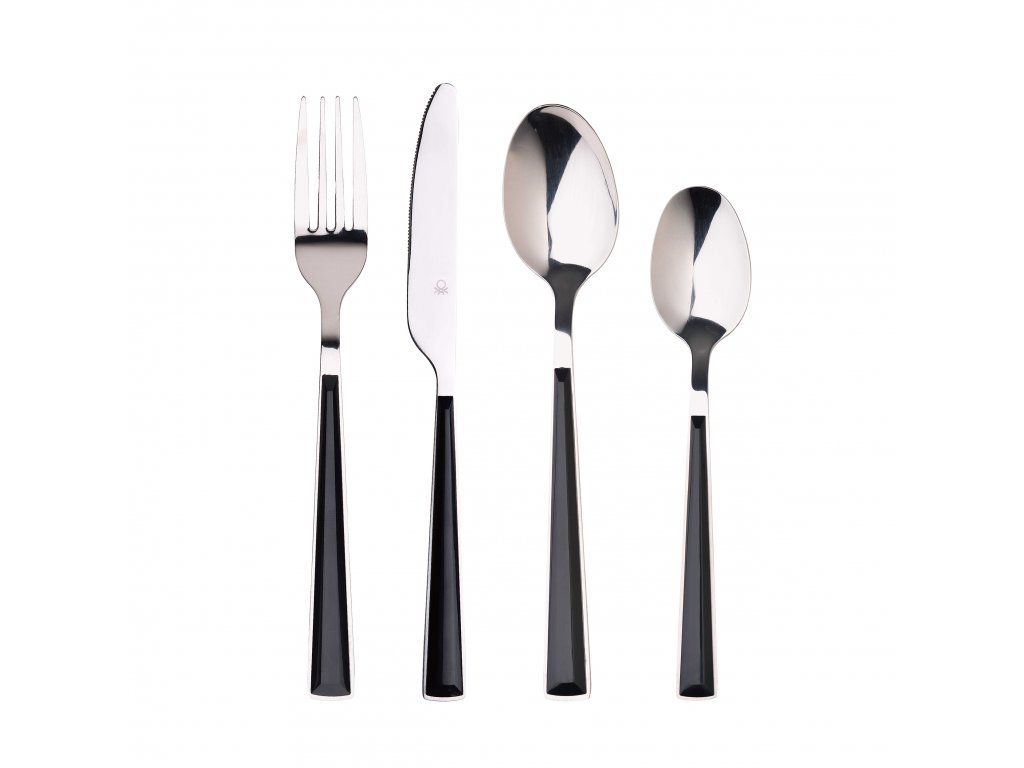 16-dílná sada příborů z nerezové oceli United Colors of Benetton - 16ks - černá / stříbrná