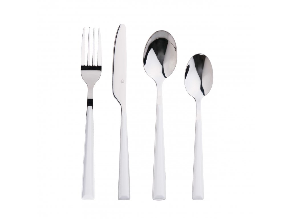 16-dílná sada příborů z nerezové oceli United Colors of Benetton  - bílo / stříbrná