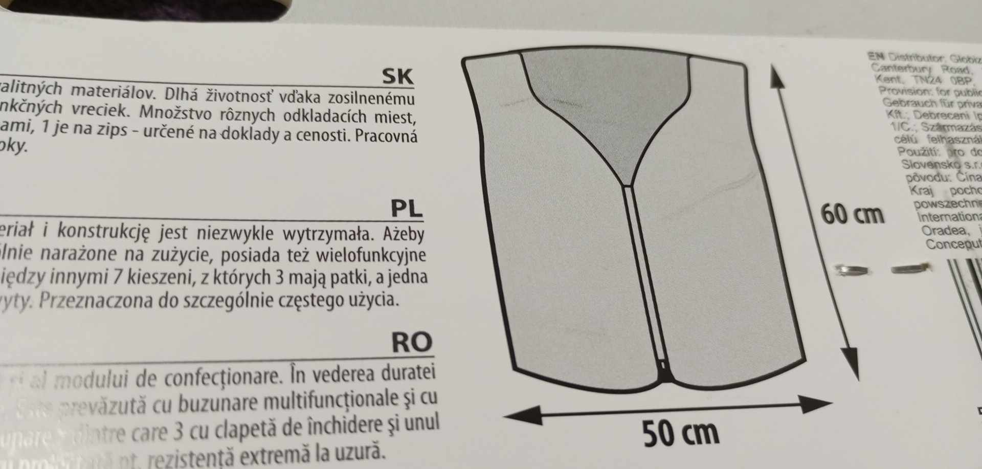Pracovní vesta HANDY 10229 - 60x50cm