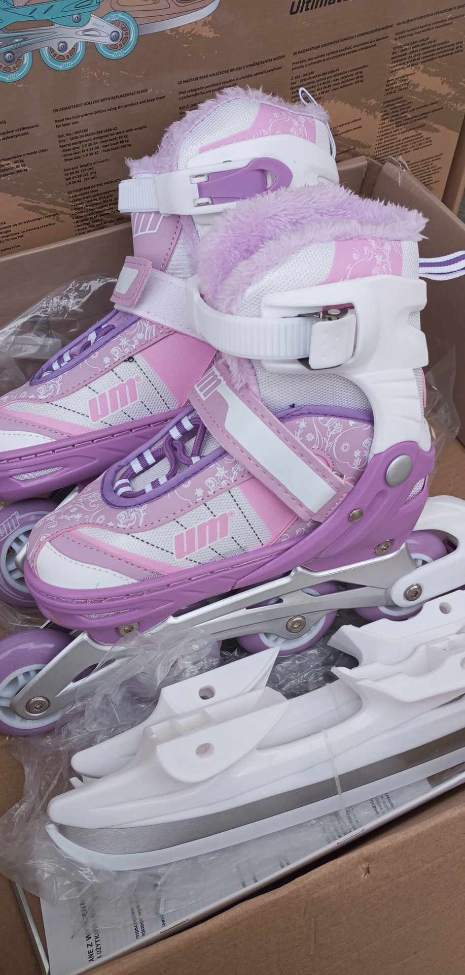 NASTAVITELNÉ DĚTSKÉ BRUSLE 2V1 UM JMS-188 - FIALOVÉ -  31-34