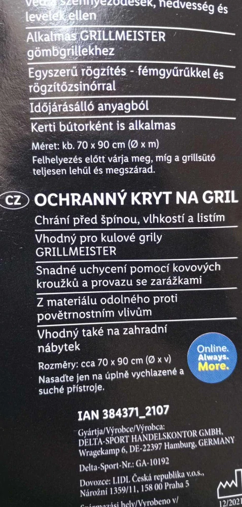 Ochranný obal na gril GRILLMEISTER (kulatý)