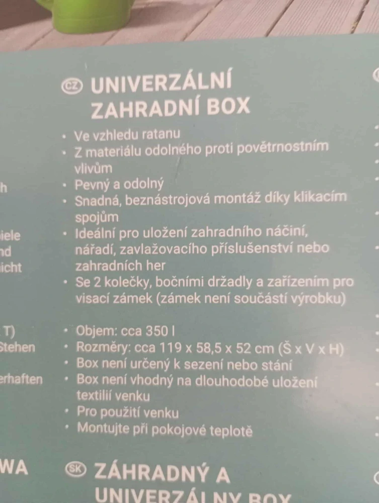 Zahradní univerzální box RATAN -- 350 l