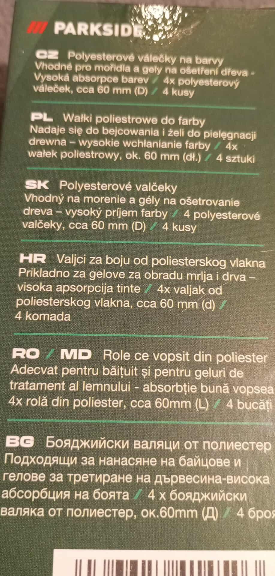 Polyesterové válečky na barvy Parkside 4 ks